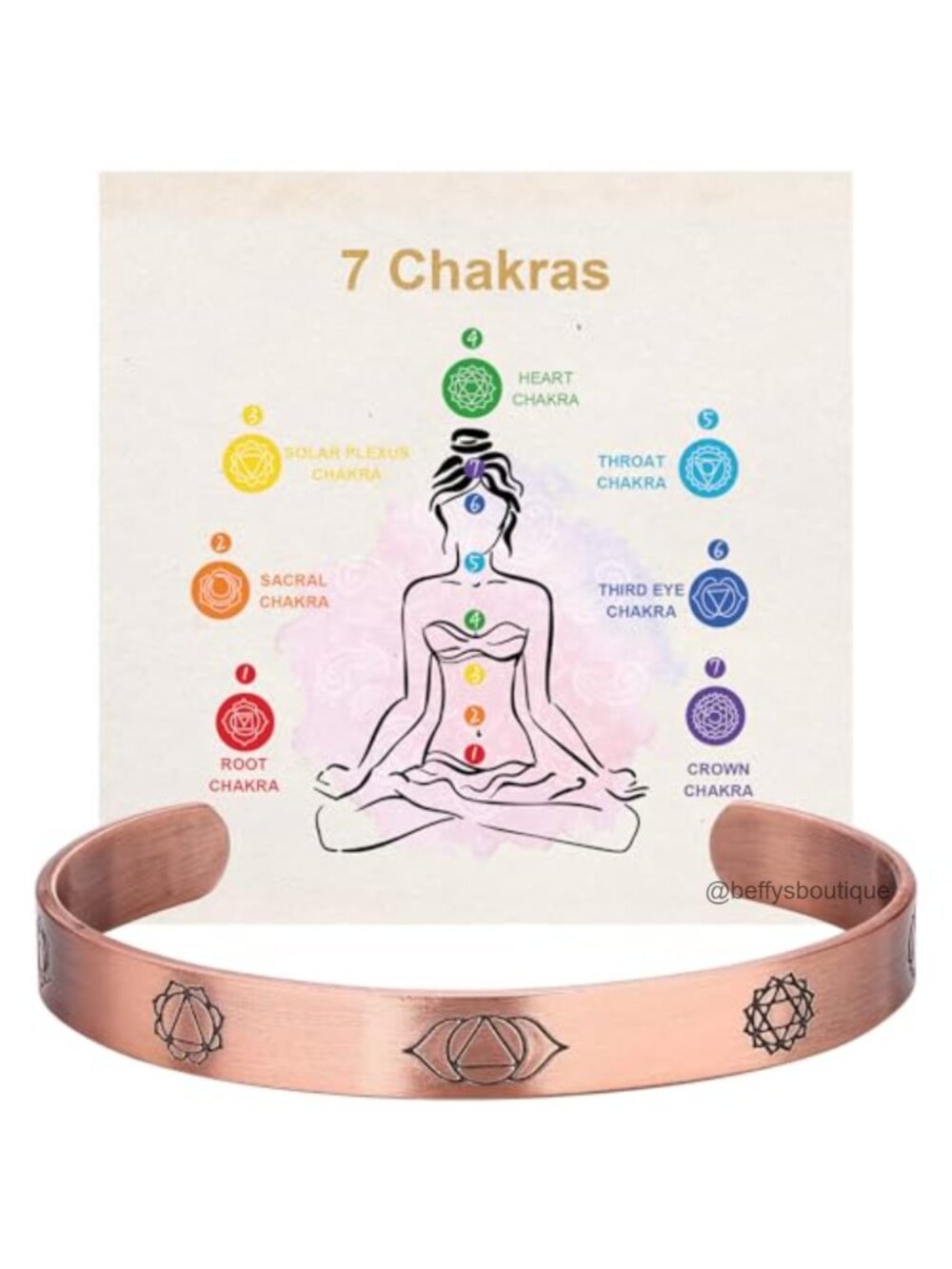 Solid Copper 7 Chakra Cuff Bracelet Handmade Tibetan Bangle for Women